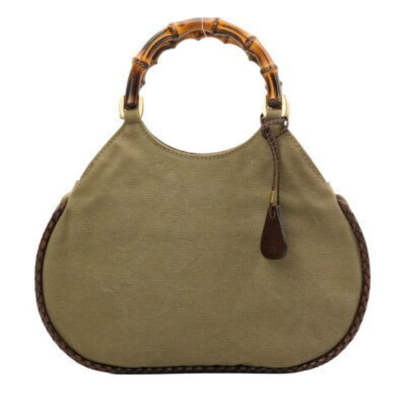 Gucci Brown Handbag Khaki Bamboo Green - Picture 1 of 9